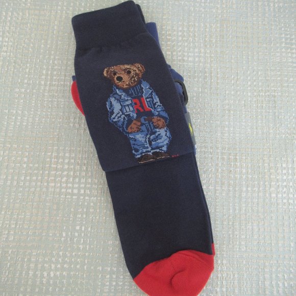Polo Ralph Lauren Pack of 2 Polo Bear Dress Socks Men's Sz XL Fit Shoes 12-17 - Picture 6 of 8